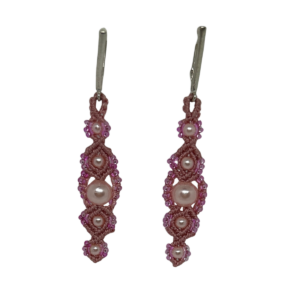 Roosad kõrvarõngad, mikromakramee käsitöö