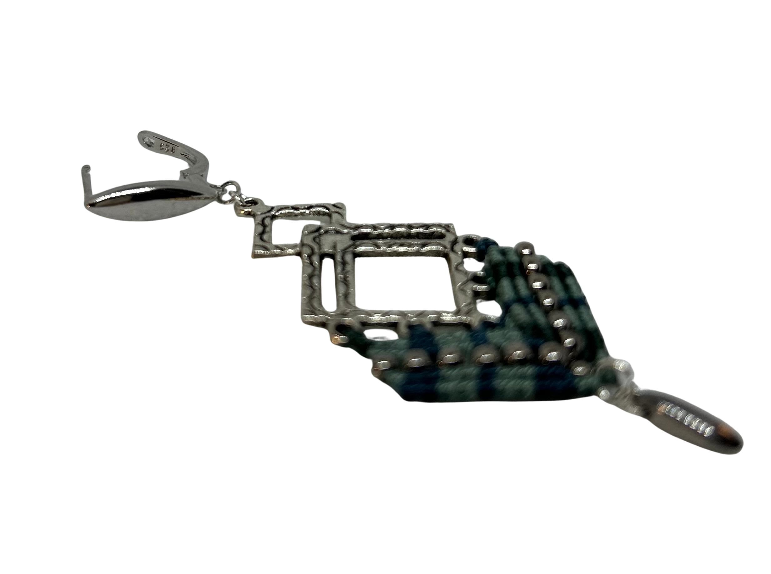 Roheline, inglise stiilis hõbe kinnitus, mikromakramee käsitöö - Image 2