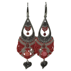 Roosad  hõbekinnitusega kõrvarõngad, käsitööehted