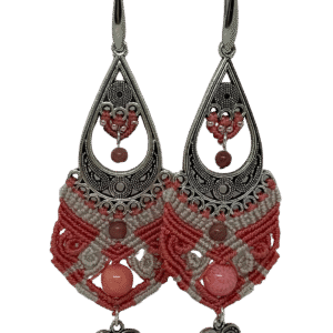 Roosad  hõbekinnitusega kõrvarõngad, käsitööehted