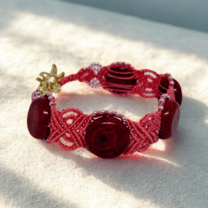 Roosa käevõru, mikromakramee käsitööehted