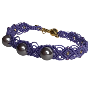 Helelilla käevõru, ülekullatud detailid, mikromakramee käsitööehted